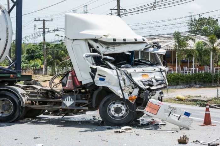 A Truck Got Crushed After An Accident In Riverside, CA